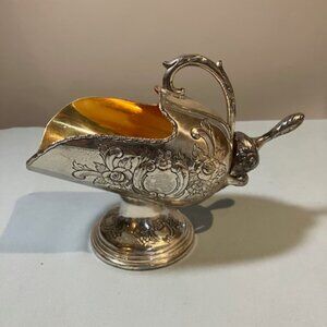 Raimond Vintage 1960's Sugar Scuttle w/Scoop Etched Ornate‎ Floral Silverplate